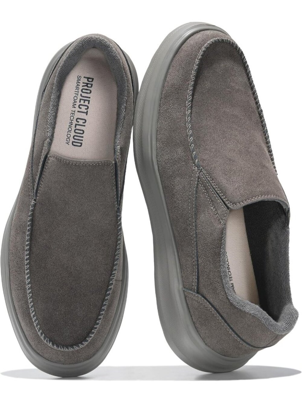 Project Cloud Men's Charcoal Closed Toe Genuine Suede Comfortable Loafers